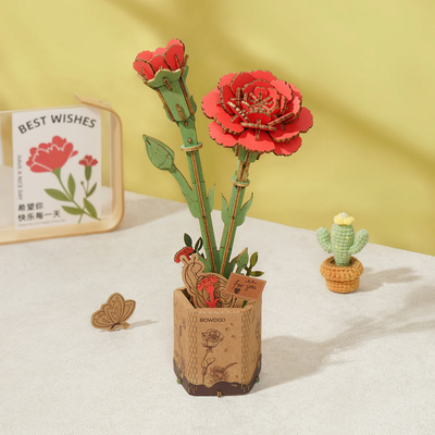 PUZZLE 3D MADERA ROBOTIME - ROWOOD  Red Carnation (Clavel) TW052 🥀